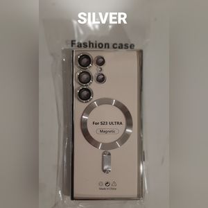 For Samsung Galaxy S23 Ultra 6.8" TPU Magnetic Clear Cover  "SILVER"